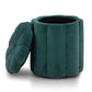 Fleur Textured Performance Velvet Storage Ottoman - Peacock