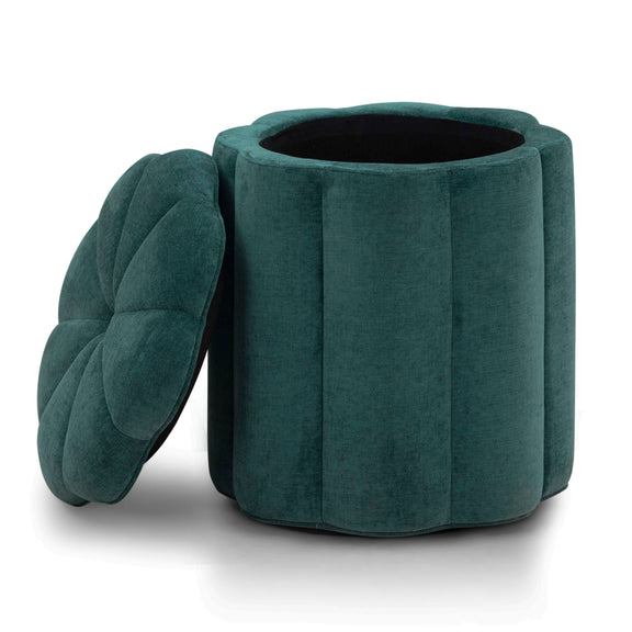 Fleur Textured Performance Velvet Storage Ottoman - Peacock
