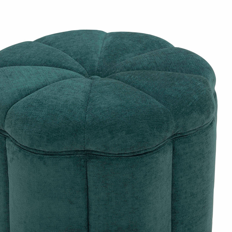 Fleur Textured Performance Velvet Storage Ottoman - Peacock