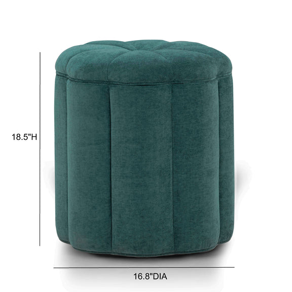 Fleur Textured Performance Velvet Storage Ottoman - Peacock