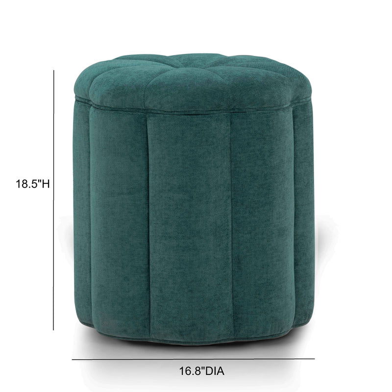 Fleur Textured Performance Velvet Storage Ottoman - Peacock
