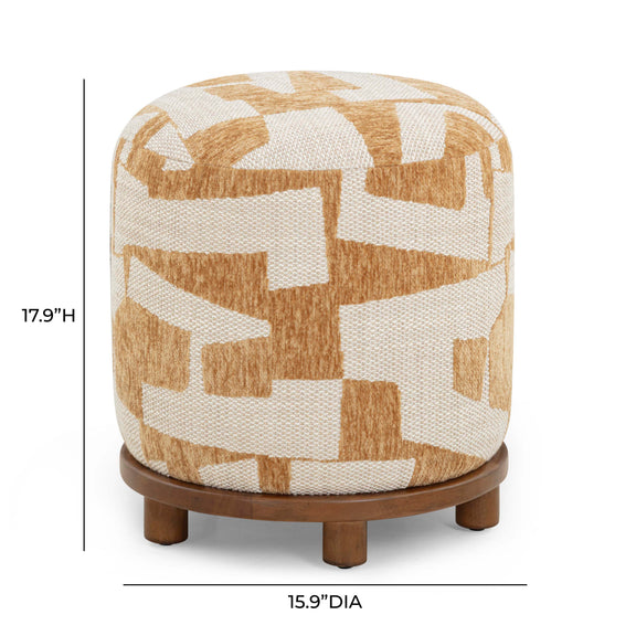 Bisou Performance Jacquard Ottoman - Curry