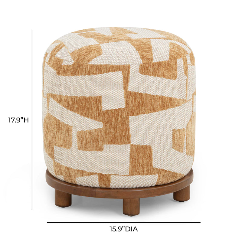 Bisou Performance Jacquard Ottoman - Curry
