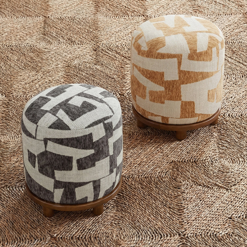 Bisou Performance Jacquard Ottoman - Curry