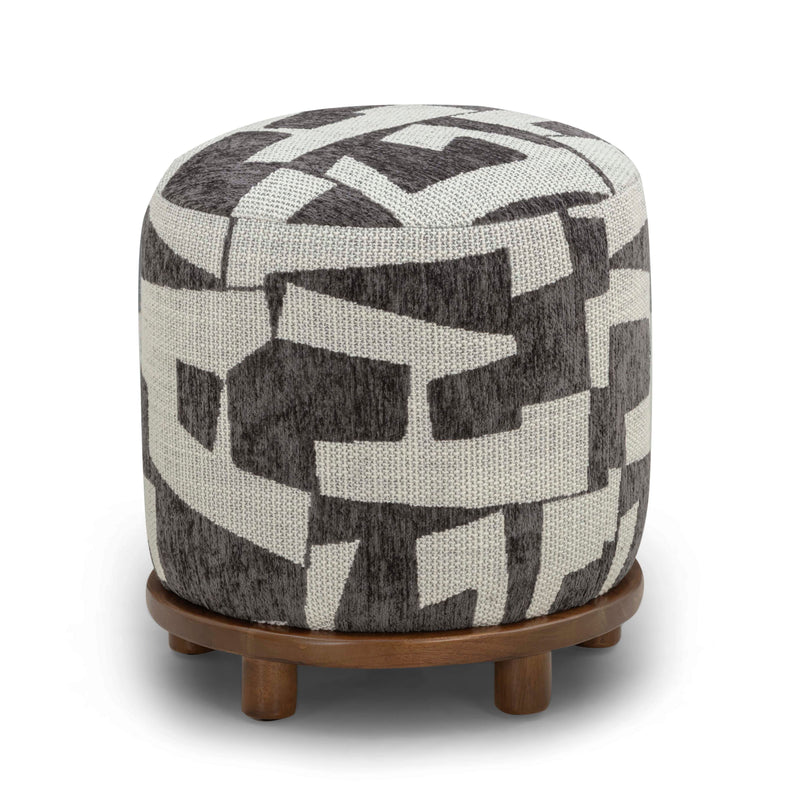 Bisou Performance Jacquard Ottoman - Black
