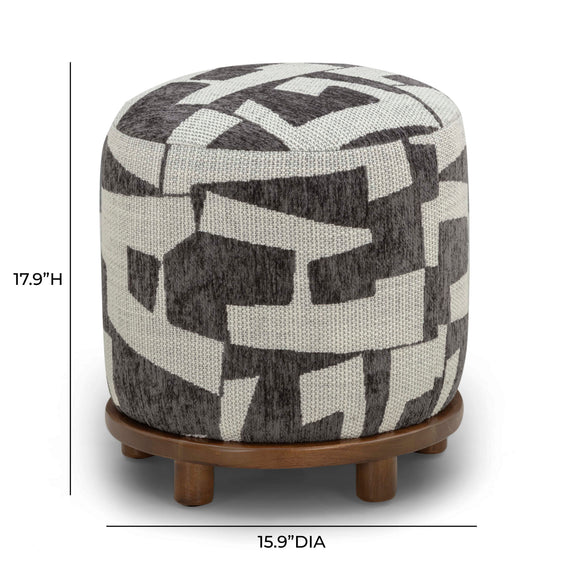 Bisou Performance Jacquard Ottoman - Black