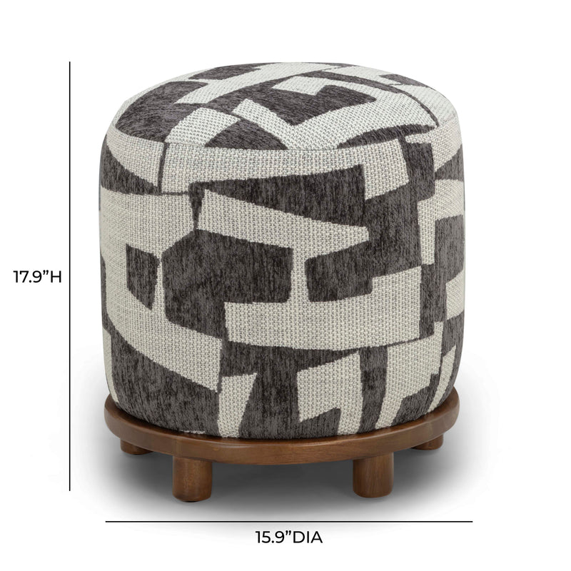 Bisou Performance Jacquard Ottoman - Black
