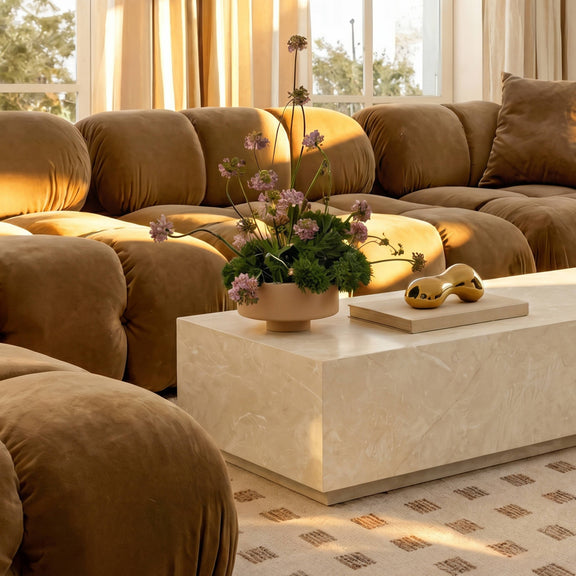 Romy 47" Rectangular Coffee Table - Faux Travertine