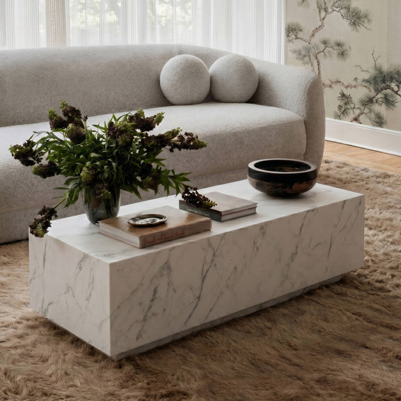 Romy 47" Rectangular Coffee Table - Faux Marble