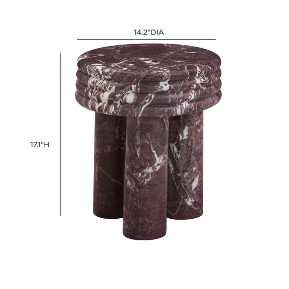Delta Concrete Indoor/Outdoor Round Side Table - Red Levanto