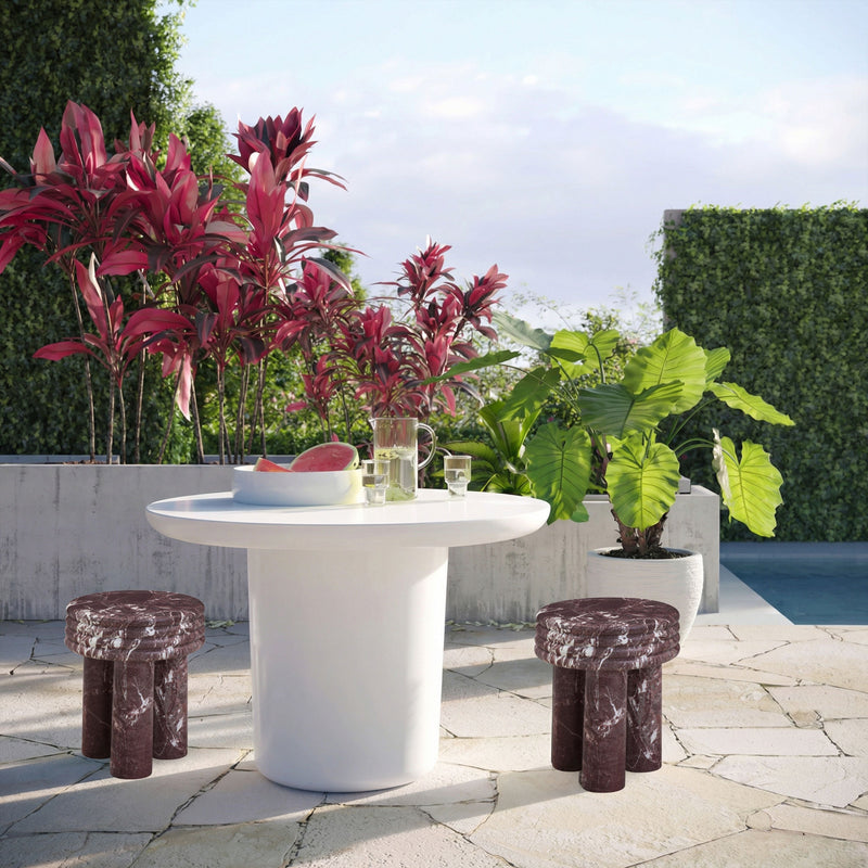 Delta Concrete Indoor/Outdoor Round Side Table - Red Levanto