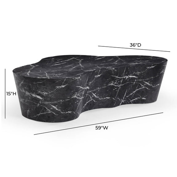 Slab 59" Concrete Indoor/Outdoor Coffee Table - Black Marble