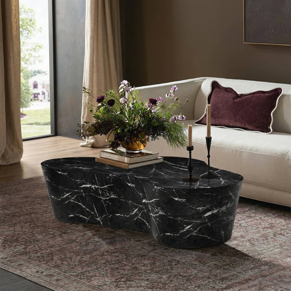 Slab 59" Concrete Indoor/Outdoor Coffee Table - Black Marble