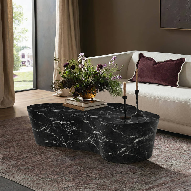 Slab 59" Concrete Indoor/Outdoor Coffee Table - Black Marble