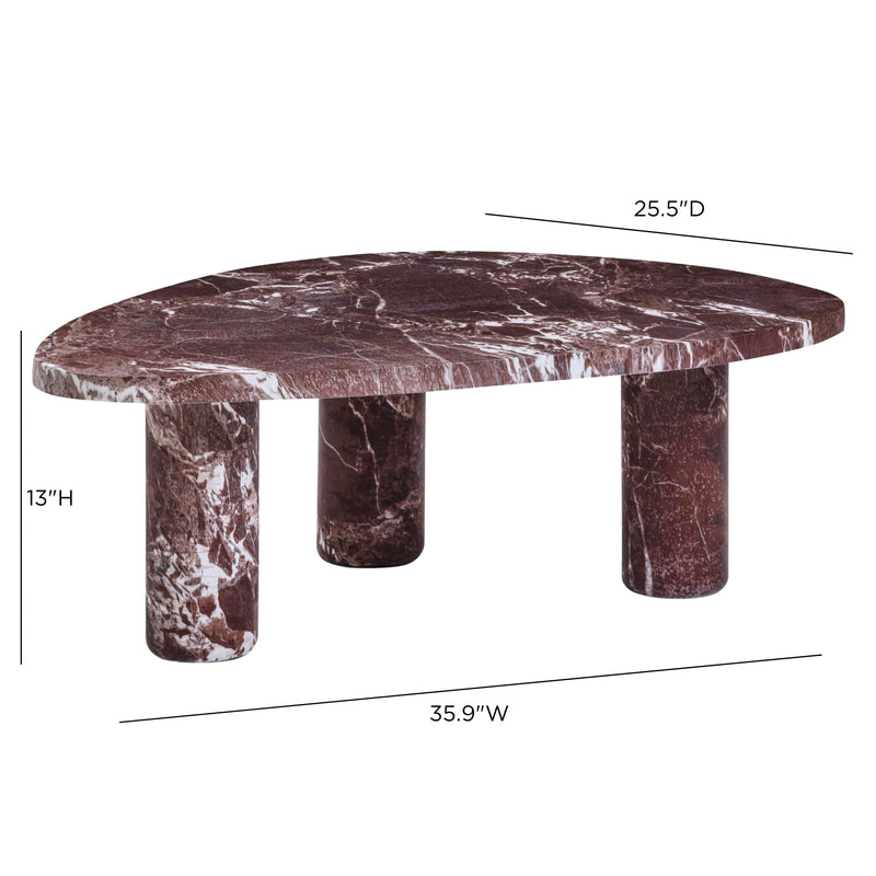 Libby Faux Red Levanto Marble Indoor/Outdoor Coffee Table (36"-48") - 36"