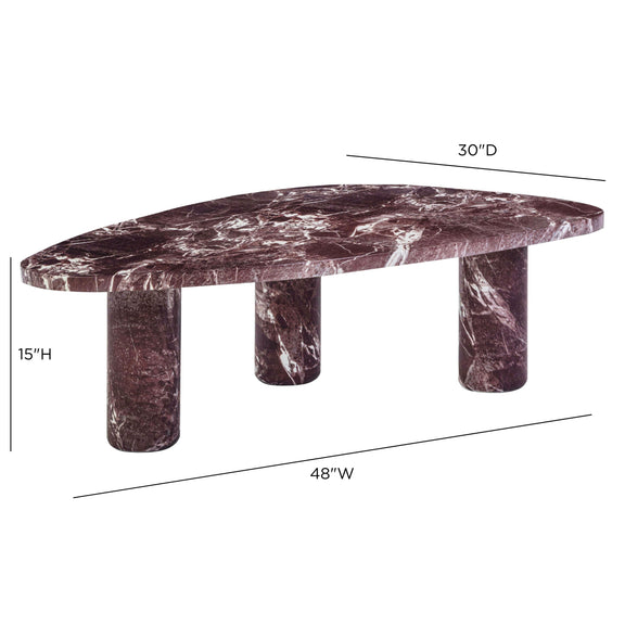 Libby Faux Red Levanto Marble Indoor/Outdoor Coffee Table (36"-48") - 48"