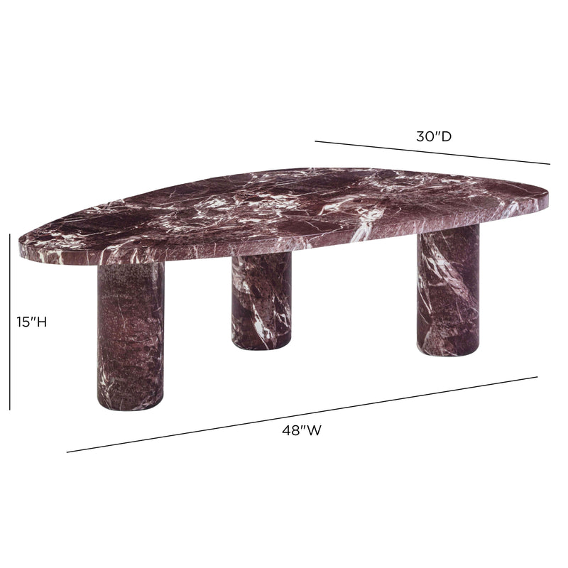 Libby Faux Red Levanto Marble Indoor/Outdoor Coffee Table (36"-48") - 48"