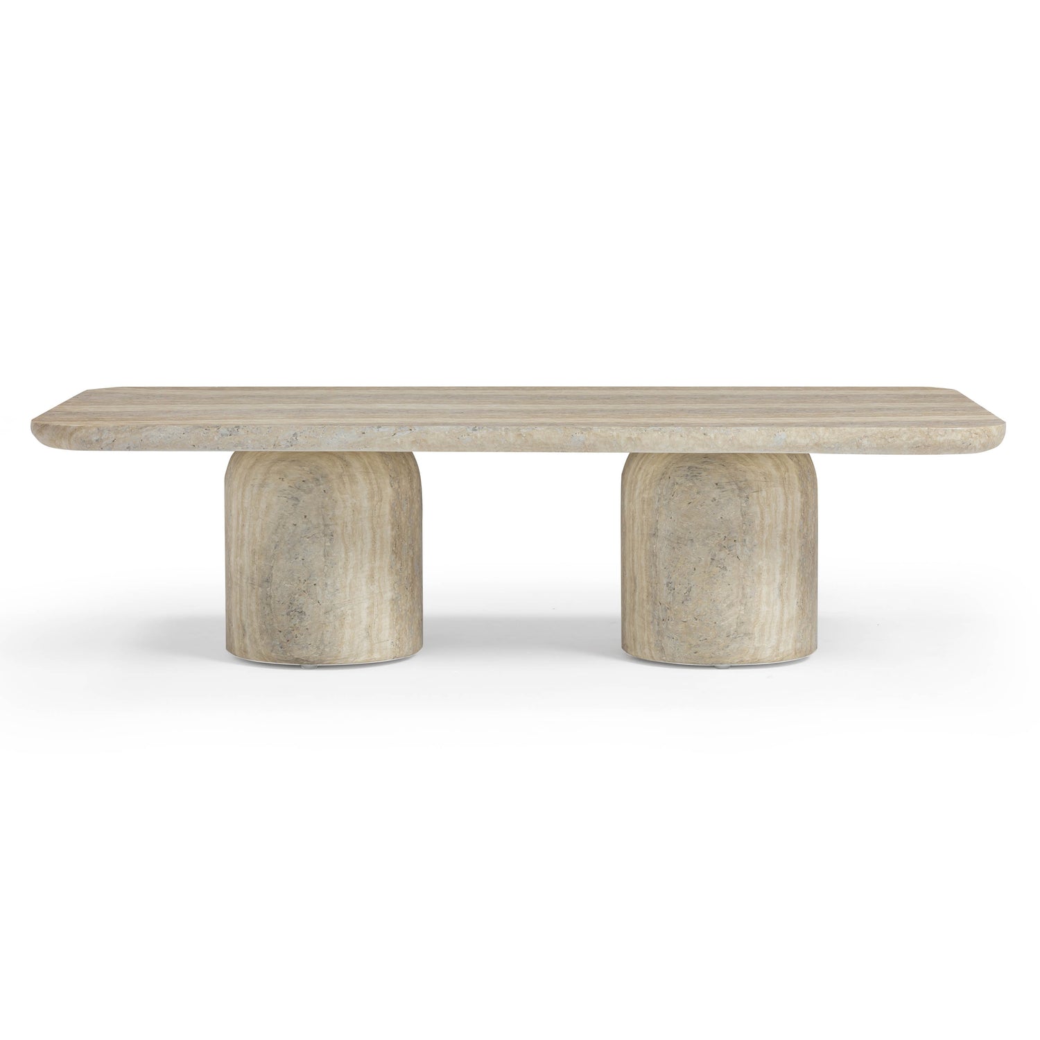 Tyche 55" Faux Travertine Indoor/Outdoor Concrete Rectangular Coffee Table