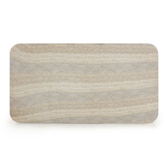 Tyche 55" Faux Travertine Indoor/Outdoor Concrete Rectangular Coffee Table