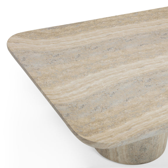 Tyche 55" Faux Travertine Indoor/Outdoor Concrete Rectangular Coffee Table