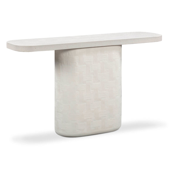 Suraya 55" Indoor/Outdoor Concrete Console Table - Ivory
