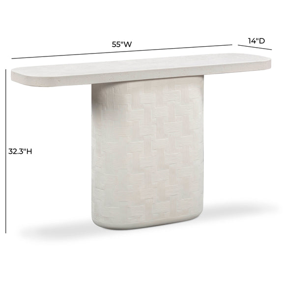 Suraya 55" Indoor/Outdoor Concrete Console Table - Ivory