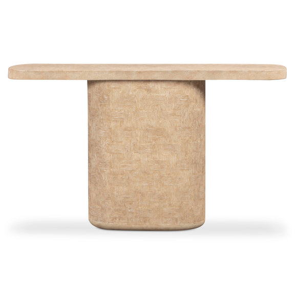Suraya 55" Indoor/Outdoor Concrete Console Table - Faux Travertine