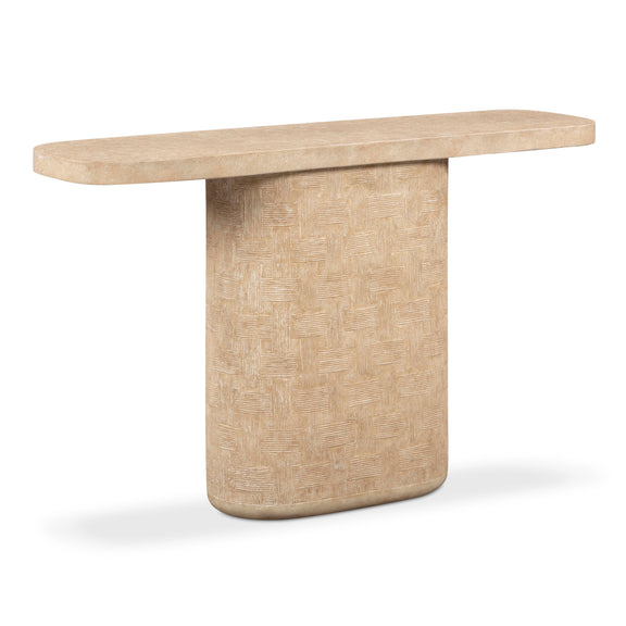 Suraya 55" Indoor/Outdoor Concrete Console Table - Faux Travertine