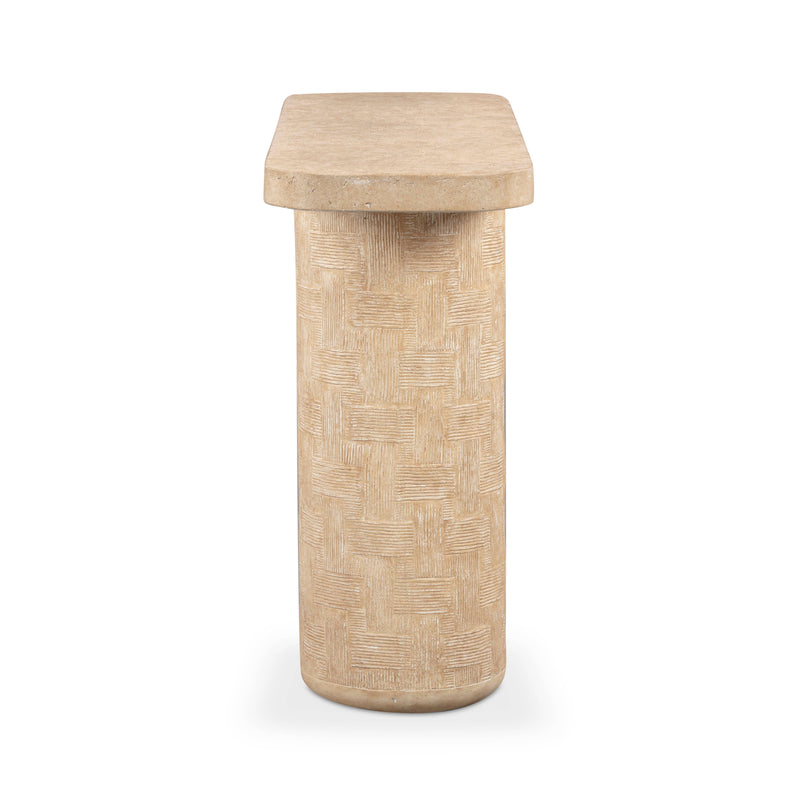 Suraya 55" Indoor/Outdoor Concrete Console Table - Faux Travertine