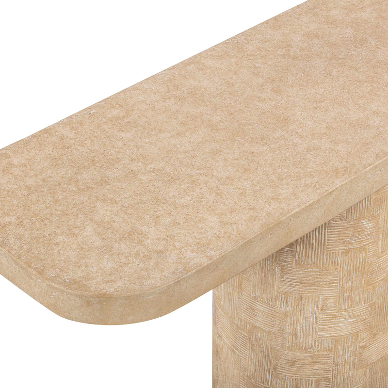 Suraya 55" Indoor/Outdoor Concrete Console Table - Faux Travertine