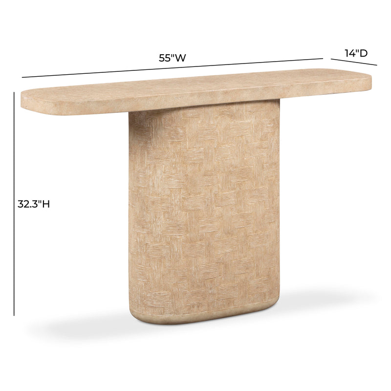 Suraya 55" Indoor/Outdoor Concrete Console Table - Faux Travertine