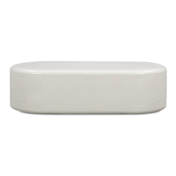 Suraya 55" Indoor/Outdoor Concrete Rounded Coffee Table - Ivory