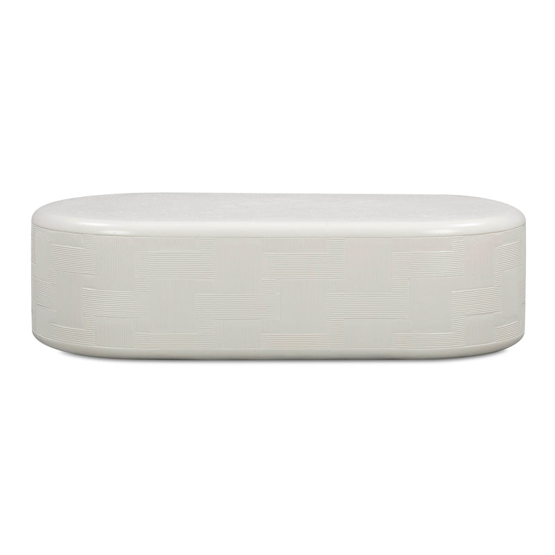 Suraya 55" Indoor/Outdoor Concrete Rounded Coffee Table - Ivory