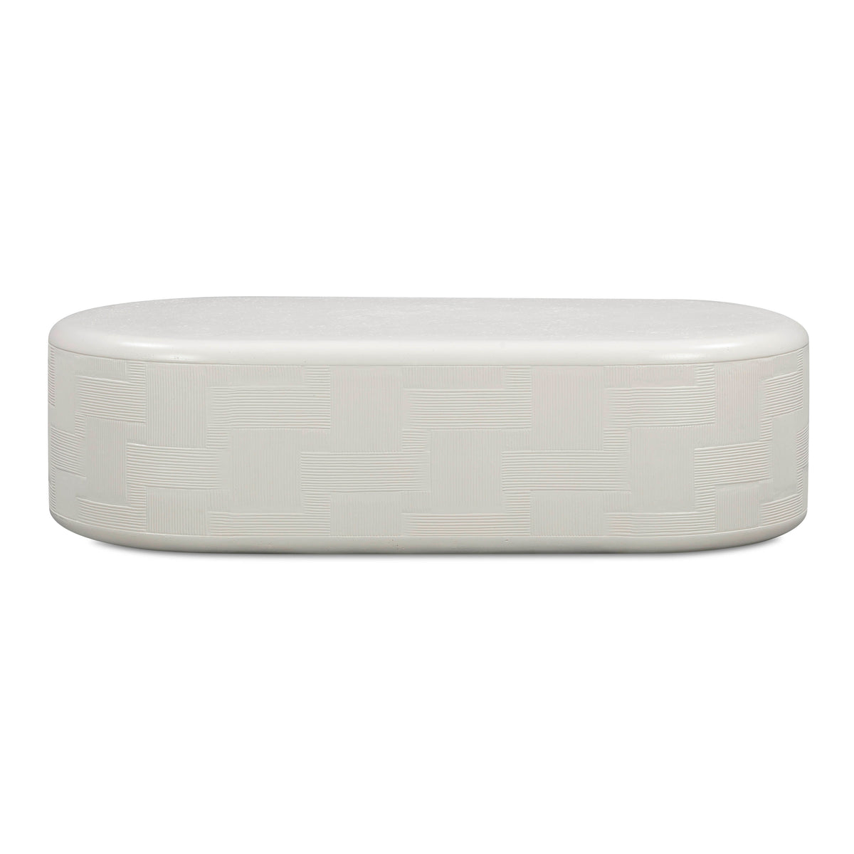 Suraya 55" Indoor/Outdoor Concrete Rounded Coffee Table - Ivory