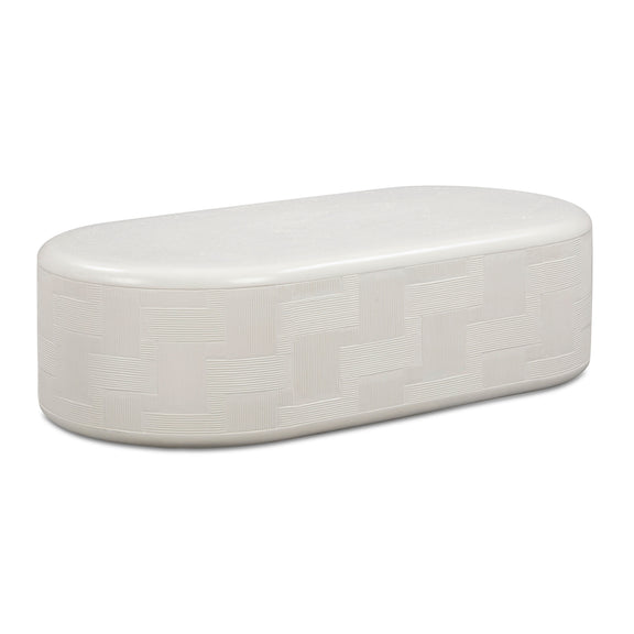 Suraya 55" Indoor/Outdoor Concrete Rounded Coffee Table - Ivory