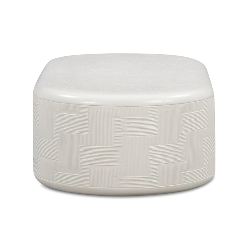 Suraya 55" Indoor/Outdoor Concrete Rounded Coffee Table - Ivory