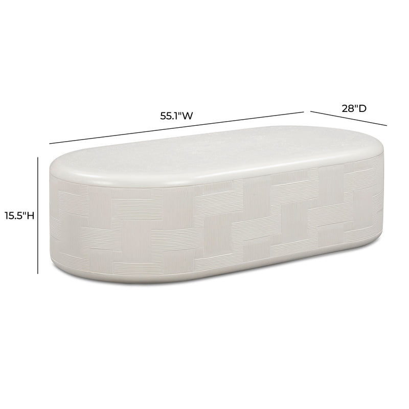 Suraya 55" Indoor/Outdoor Concrete Rounded Coffee Table - Ivory