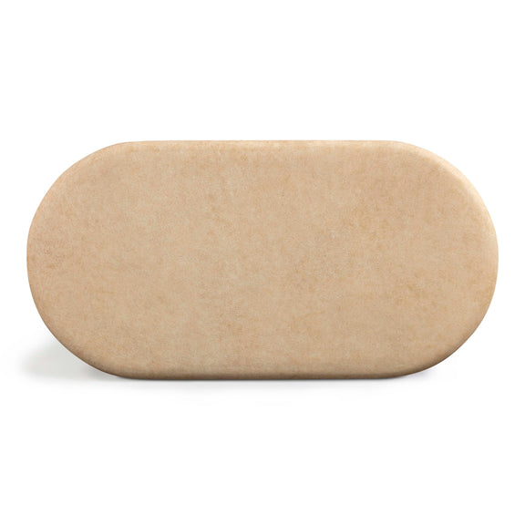 Suraya 55" Indoor/Outdoor Concrete Rounded Coffee Table - Faux Travertine