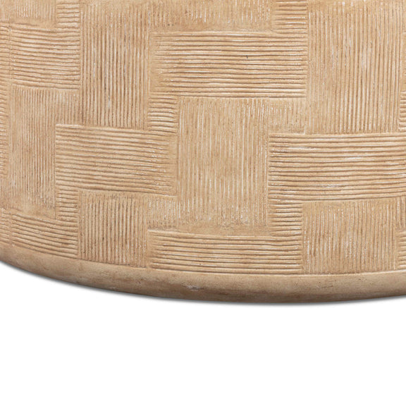 Suraya 55" Indoor/Outdoor Concrete Rounded Coffee Table - Faux Travertine