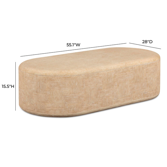 Suraya 55" Indoor/Outdoor Concrete Rounded Coffee Table - Faux Travertine