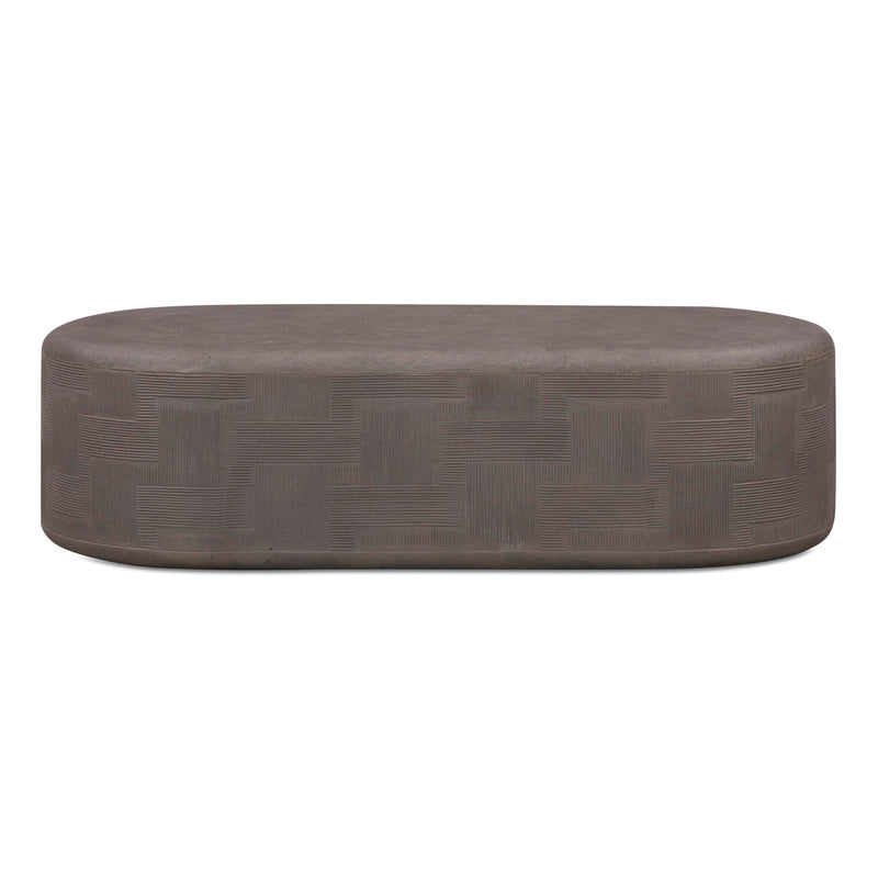 Suraya 55" Indoor/Outdoor Concrete Rounded Coffee Table - Dark Umber