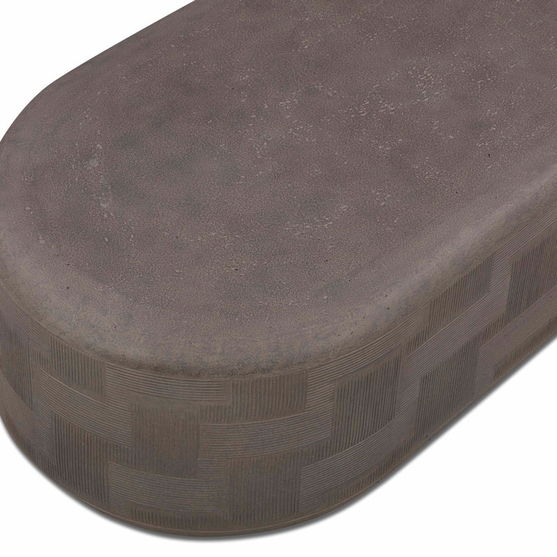 Suraya 55" Indoor/Outdoor Concrete Rounded Coffee Table - Dark Umber