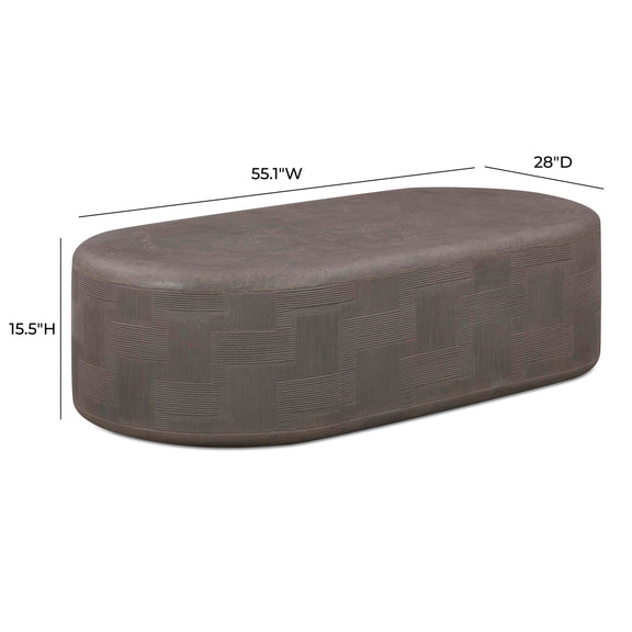 Suraya 55" Indoor/Outdoor Concrete Rounded Coffee Table - Dark Umber