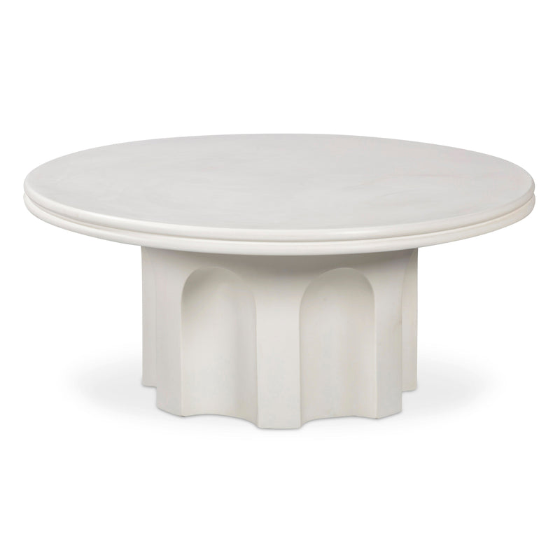 Cassandra 38" Ivory Indoor/Outdoor Concrete Round Coffee Table