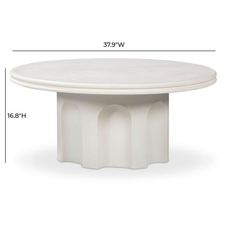 Cassandra 38" Ivory Indoor/Outdoor Concrete Round Coffee Table