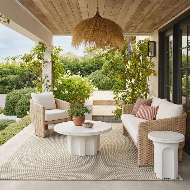 Cassandra 38" Ivory Indoor/Outdoor Concrete Round Coffee Table