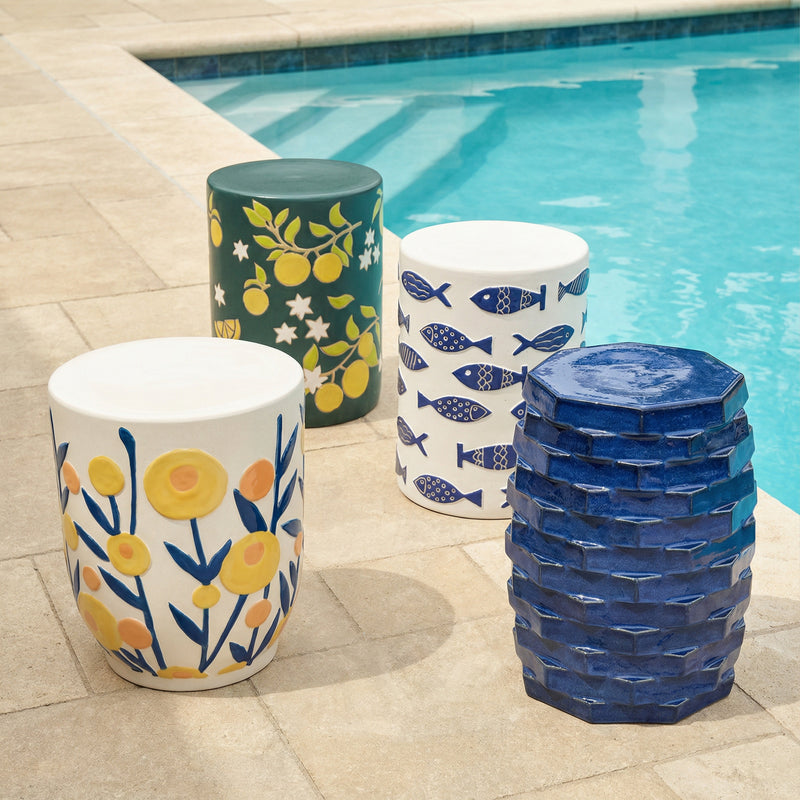 Tempest Citrus Indoor/Outdoor Ceramic Table - Lemon Citrus