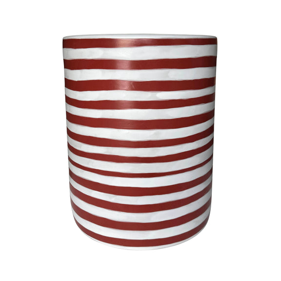 Tempest Indoor/Outdoor Ceramic Table in Stripes - Red Stripes