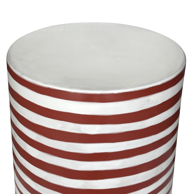 Tempest Indoor/Outdoor Ceramic Table in Stripes - Red Stripes