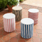 Tempest Indoor/Outdoor Ceramic Table in Stripes - Black Stripes